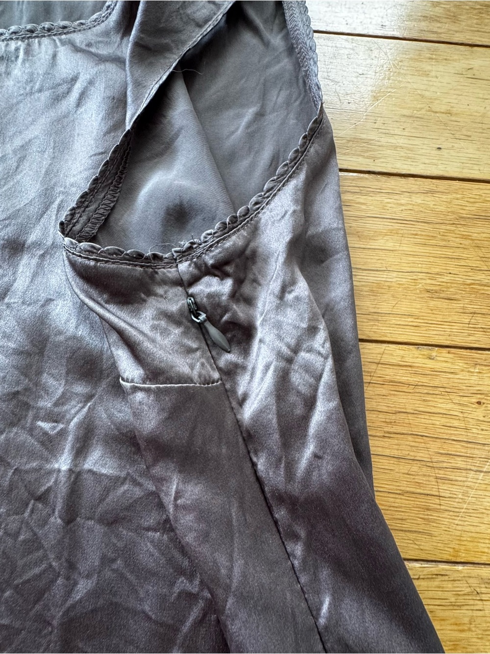 Vintage 100% Silk Mauve Satin Tank Top Minimalist Shell - Picture 5 of 5